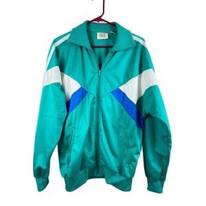 Vtg Trent Sports Women's Zip Up Color Blocked Track Jacket Coat 80s 90s Sz L